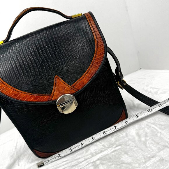 D.Brew Genuine Alligator Exotic Leather #B084A000408 Black Brown Shoulder Bag - Picture 13 of 16